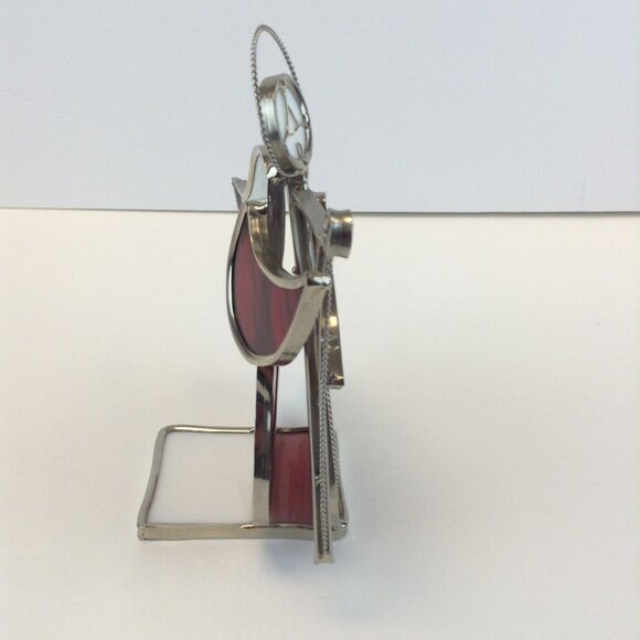 Vintage Red Stained Glass Harp Playing Angel Votive/Tealight Holder - Picture 6 of 16